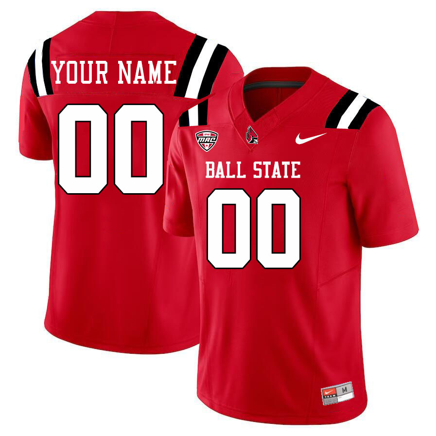 Custom Ball State Cardinals Name And Number Football Jersey-Cardinal